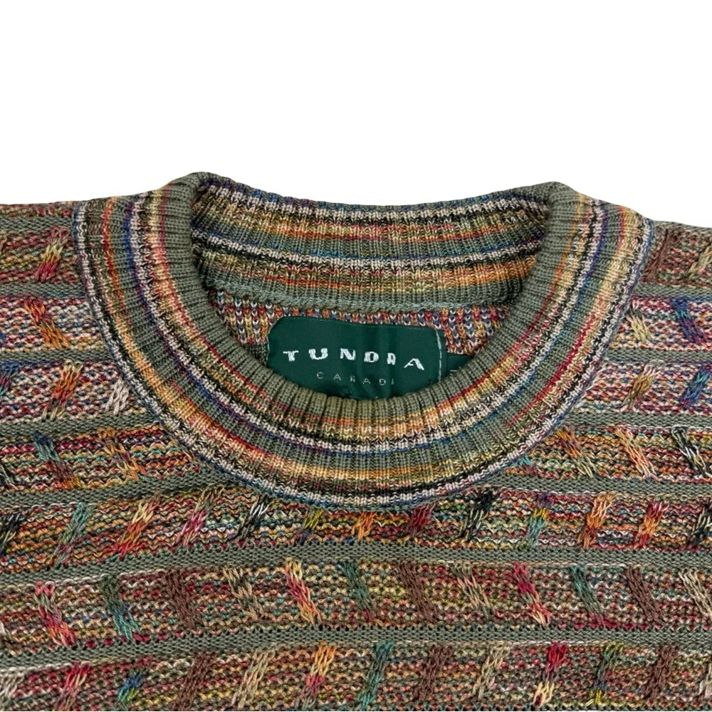 Vtg 90’s Tundra Knit Sweater Mens XL Colorful Coogi Style Rare Crosby Vintage
